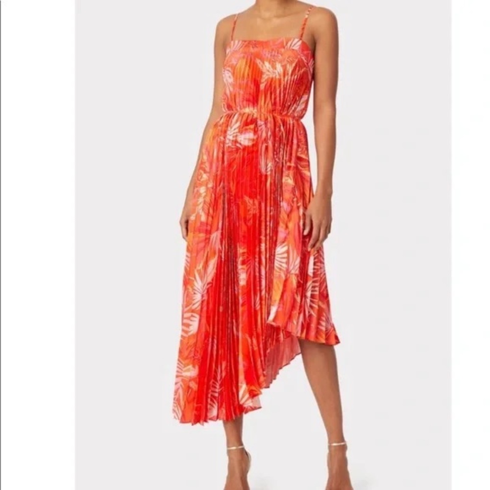 Red summery pleated Milly dress